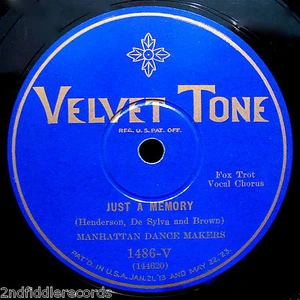 MANHATTAN DANCE MAKERS-Just A Memory & Dawning-Rare Jazz 78-VELVET TONE #1486-V - Picture 1 of 2