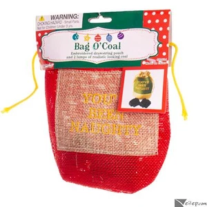 Bolsa de regalo de Papá Noel Lumps of Coal You've Been Naughty Burlap Sack Navidad 6" 3 piezas - Imagen 1 de 12