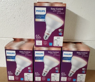 (Lot 4) Philips Smart Wi-Fi LED White Warm Cool Bulb BR30 - 65W 7.2W WiZ - Image 1 of 4