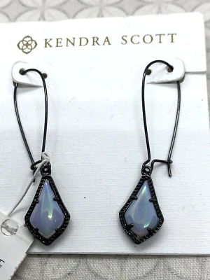 Kendra Scott Lori Small Drop Earrings gunmetal Tone Iridescent Opalite - Image 1 of 4