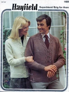 ~ Vintage 1970's Knitting Pattern For Cable-Edge Cardigan ~ 34" ~ 44" ~ See Note - Imagen 1 de 1