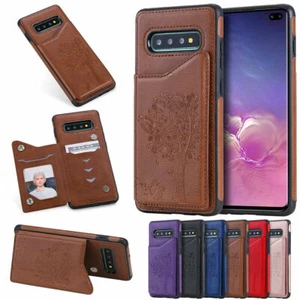 Custodia posteriore antiurto in pelle albero supporto portafoglio per Samsung Galaxy - Foto 1 di 18