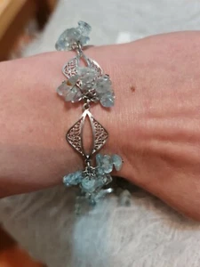 925 Silver And Raw Topaz Bracelet. In Filigree Technique. 19.5cm. - Picture 1 of 11