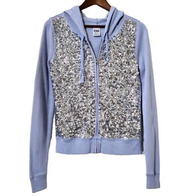 PINK Sequin Bling Jacket Size XS Blue Silver Sequin Swifty Womens - Image 1 of 4
