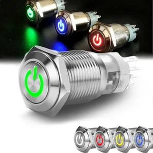 1PC 16mm 12V Car LED Power Push Button Metal ON/OFF Switch Latching Waterproof - Bild 1 von 12