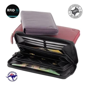 Women’s Natural Premium Cowhide Soft Leather, Zip around wallet Purse Eden - Picture 1 of 48
