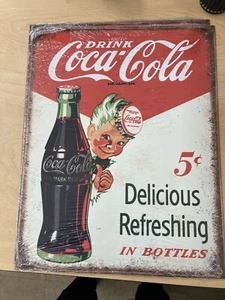 Coca Cola Vintage Inspired Tin Sign With Sprite Boy - Picture 1 of 1