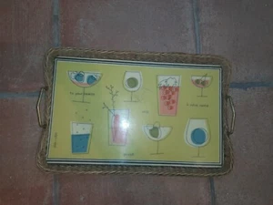 Geiles Vintage Tablett Tablo 50er 60er Midcentury Rockabilly Alkohol Cocktail - Bild 1 von 6