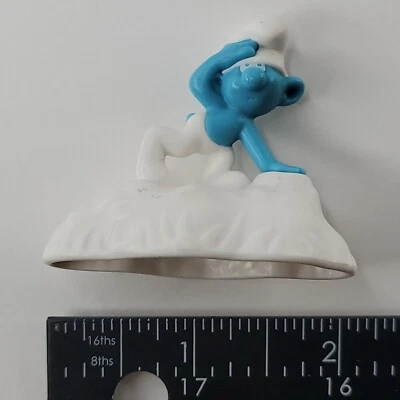 McDonalds Peyo Smurf Lost Village Plastic Figure Blue White Base Toy Cake Topper - Image 1 of 4