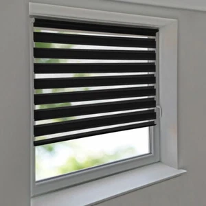 Duorollo Vario Doppel Rollo ohne Bohren Kettenzug Seitenzug Wand Fenster schwarz - Bild 1 von 6