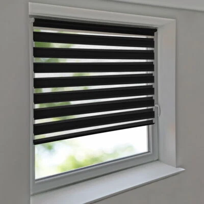 Duorollo Vario Doppel Rollo ohne Bohren Kettenzug Seitenzug Wand Fenster schwarz - Bild 1 von 4