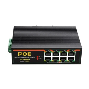 8 Ports PoE Switch 10/100Mbps Industrial Grade Fast Ethernet Hub DIN Rail Mount - Picture 1 of 13