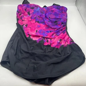 Traje de baño clásico Lands estampado de leopardo rosa púrpura negro talla 14D nuevo sin etiquetas - Imagen 1 de 11