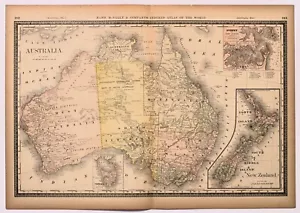 "AUSTRALIA" Antique authentic map 1883 - Picture 1 of 1