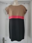 BHS W Dress Black Brown Pink Work Casual Versatile Size 14 Short Sleeve