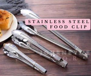 Stainless Steel Tong Food Clip BBQ Tongs Tweezer, Cooking Tongs Utensil Kitchen - Picture 1 of 6