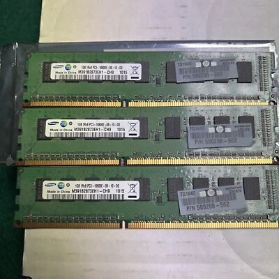 3 Pieces Samsung M391B2873EH1-CH9 1GB 1Rx8 PC3-10600E 1333MHZ ECC Server Memory - Image 1 of 3