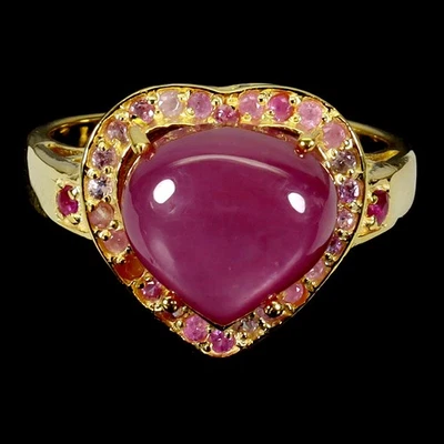 925 Sterling Silver Ring Heart Ruby 12x11mm Natural Gemstone Jewelry Size 9 - Image 1 of 4