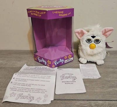 1998 Original Snowball Furby White Black Eyes Model 70-800 Original Packaging - Image 1 of 4