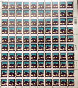 Full Sheet of 21 Cent 2001 Small Bison Stamps SC# 3467 MNH - Picture 1 of 1
