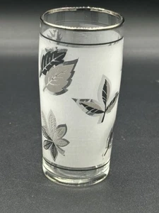 Vintage MCM Libbey Frosted Silver Foliage Leaf Juice Glass - Picture 1 of 6