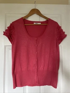 Women’s M & Co Coral Short Sleeved Cardigan Size L - Picture 1 of 14