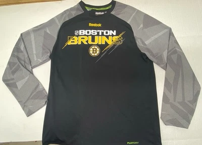 Camisa Boston Bruins Retro Reebok Center Ice Play Dry Manga Larga Para Hombre Grande Foto 1 de 4