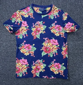 Polo Ralph Lauren T-shirt Mens Large Blue Floral Custom Slim Fit - Bild 1 von 9