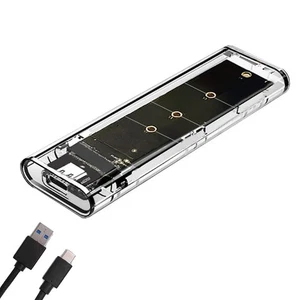 M.2 NGFF Dual Protocol SSD Case Clear USB Type C 10Gbps PCI-E M2 SSD2564 - Afbeelding 1 van 6