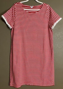 J. CREW rot weiß gestreiftes Popeline Rüschen Spitze Shirt Kleid Damen Gr. XL - Bild 1 von 7