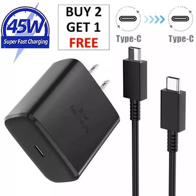 45 Вт для Samsung Galaxy S23 22 21 + тип USB-C супер быстрое настенное зарядное устройство + кабель 3,3 фута - Изображение 1 из 4