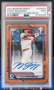 Kodey Shojinaga Auto PSA 9 2024 Bowman Chrome 1st 14/25 Orange Wave #CPA-KSH - Picture 1 of 2