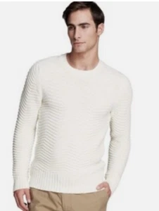 Kent&Curwen England Chunky Crewneck Men's Sweater Ivory Made In Italy US Size XL - Picture 1 of 6