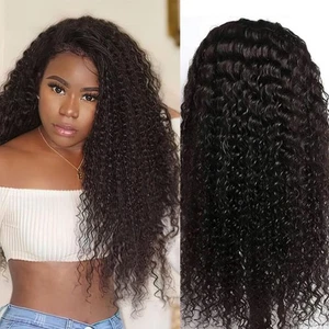 28 Zoll 13x6 Deep Wave Lace Front Perücken Echthaar vorgezupft vorgelockt H... - Bild 1 von 7