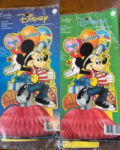 2 Vintage Eureka Mickey Mouse Feliz Cumpleaños Decoración Panal Fiesta Disney  - Imagen 1 de 5