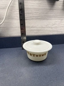 Pyrex BUTTERFLY GOLD Butter Bowl Tub w/White Plastic Lid - Picture 1 of 5