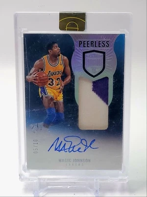 MAGIC JOHNSON 2021-22 PANINI EMINENCE PEERLESS PATCH LAKERS AUTO /10 Q3858 - Image 1 of 2