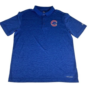 Majestic Chicago Cubs MLB Polo Shirt Top Men's L Blue Short Sleeve Cool Base - Picture 1 of 6