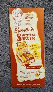 BEVERLEE'S SATIN STAIN 1961 Wood Finish Brochure Tri-Foldout Ad Vintage - Picture 1 of 3