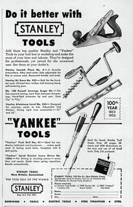 Destornillador de nivel de avión Stanley & Yankee Tools 1953 anuncio impreso original - Imagen 1 de 1