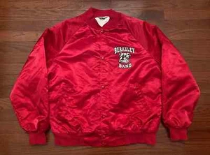 CHAQUETA A PRESIÓN BERKELEY BAND VINTAGE DE LOS AÑOS 80 PARA HOMBRE GRANDE ROJO BULLDOGS ABRIGO SATINADO e - Imagen 1 de 8