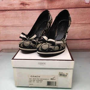 Coach schwarz & weiß A0120 Tena Signatur C Canvas mit Spitzendetail Wedges Gr. 6 - Bild 1 von 8