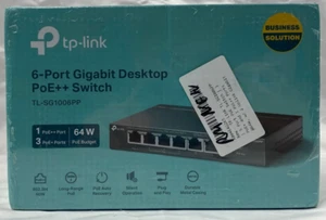 TP Link 6 Port Gigabit Desktop PoE++ Switch - TL SG1006PP - NEW SEALED - Picture 1 of 10