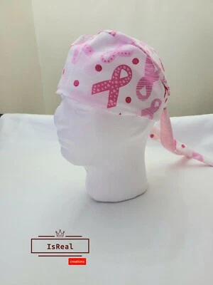 BREAST CANCER Pink Ribbon SCRUB Surgical HAT Cap Cotton fast shipp high quality  - Image 1 of 4