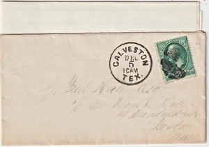 1881 GALVESTON TEX fancy cl 3c bnknte w/ long letter to Friend (i64) - Picture 1 of 2