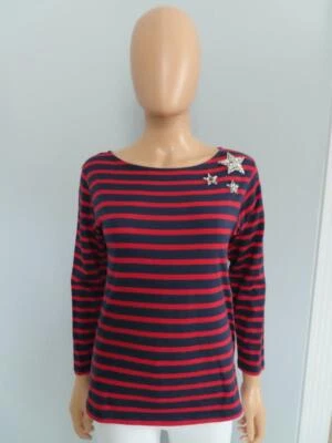 Camiseta Saint Laurent Azul Marino y Rojo Rayas Cristal Detalle Estrella Talla S Foto 1 de 4