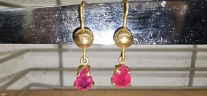 14K Yellow Gold Ruby Earrings 2.0 Grams - Picture 1 of 11