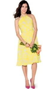 Vestido de Verano Pippa Mini Seda Floral Forrado con Cinturón Color Limón Para Mujer Talla 12 - Imagen 1 de 8