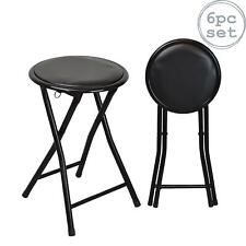 6x Padded Folding Stools Easy Store Metal Frame Office Bedroom Seating Black