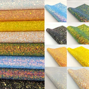 Chunky Glitter Fabric Hologram Sparkle Faux Leather Craft Material Bows Decor - Picture 1 of 16